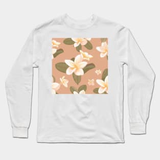 Sunset Blooms: Orange-Toned Floral Long Sleeve T-Shirt